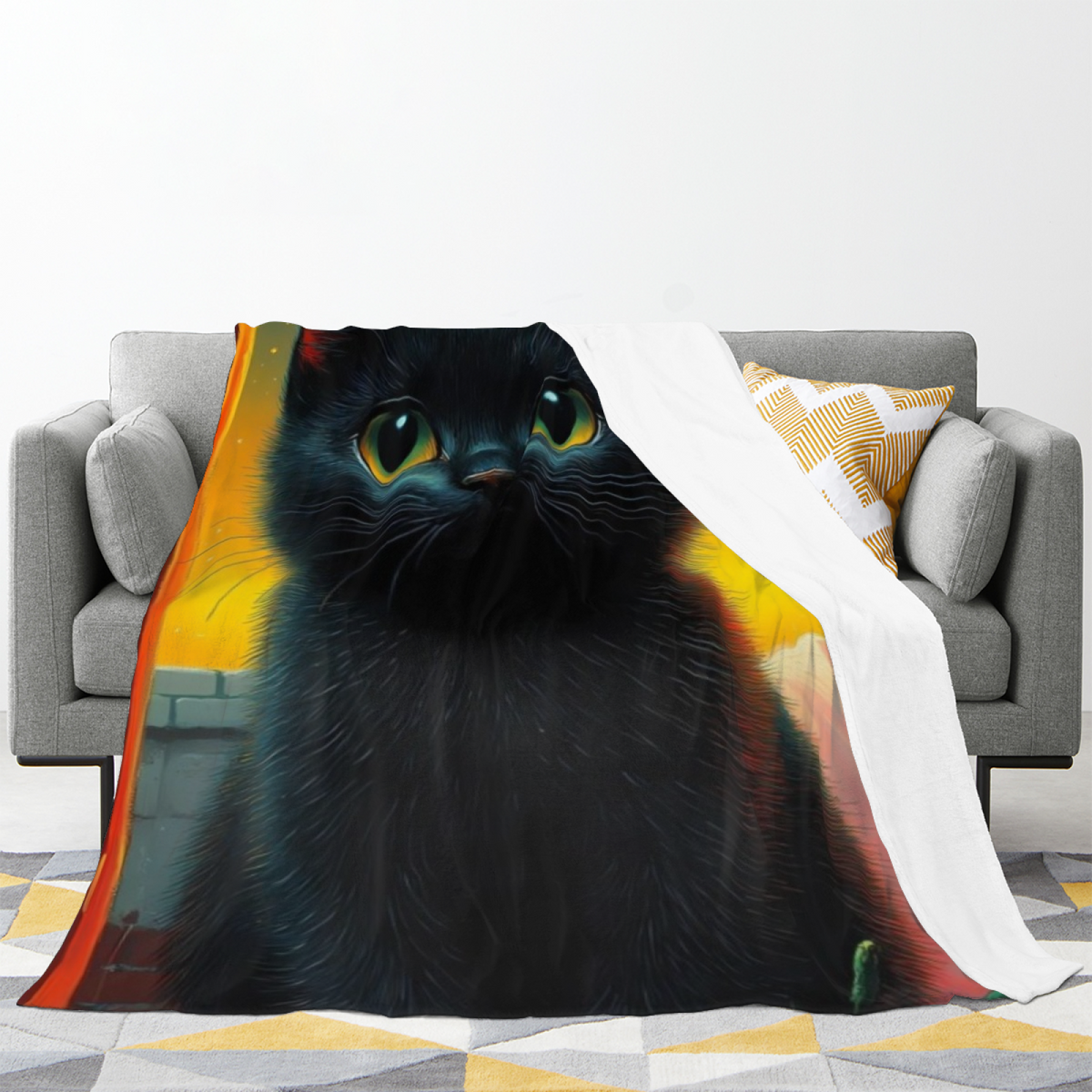 Wildwood & Rhapsody Playful Graphic Plush Flannel Throw