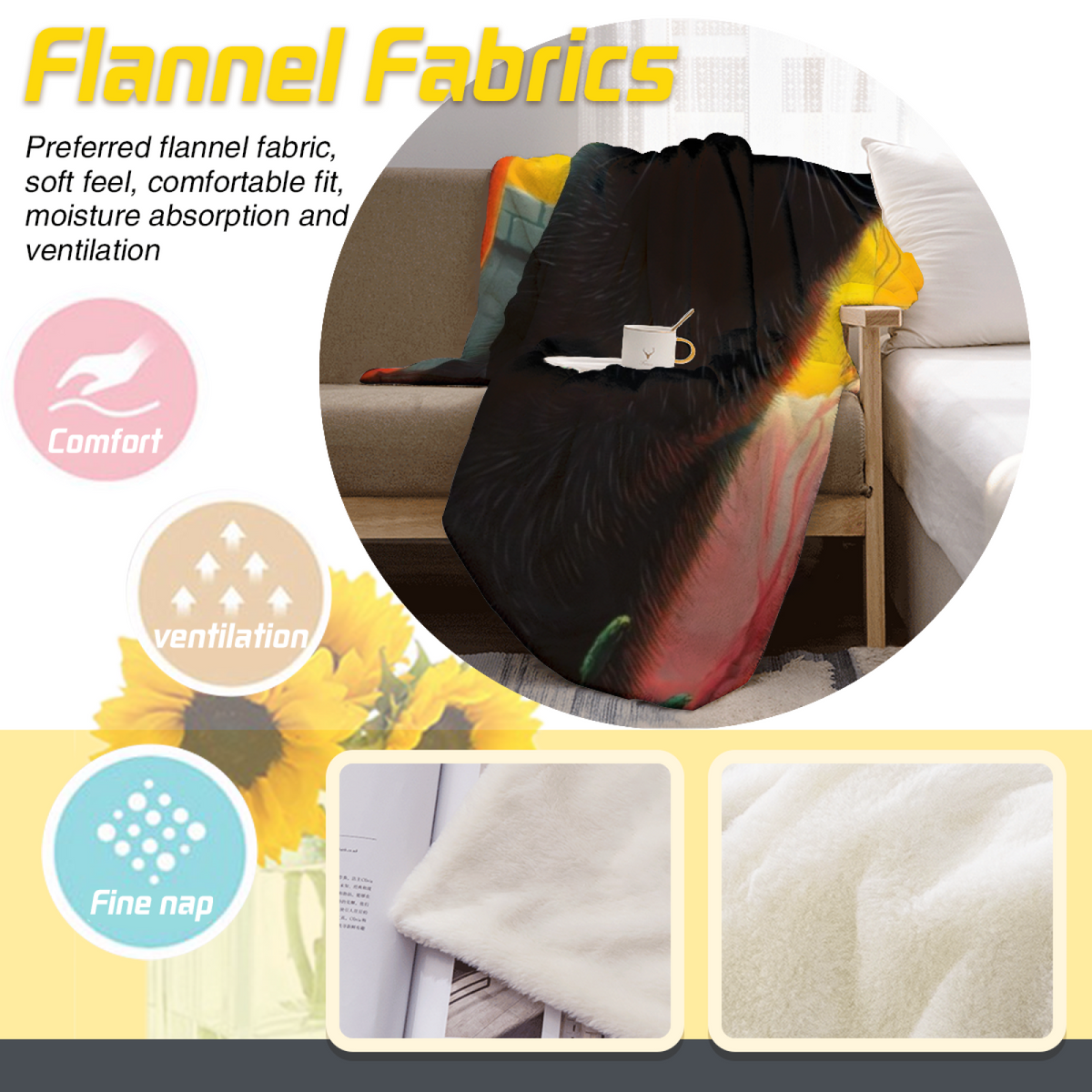 Wildwood & Rhapsody Playful Graphic Plush Flannel Throw