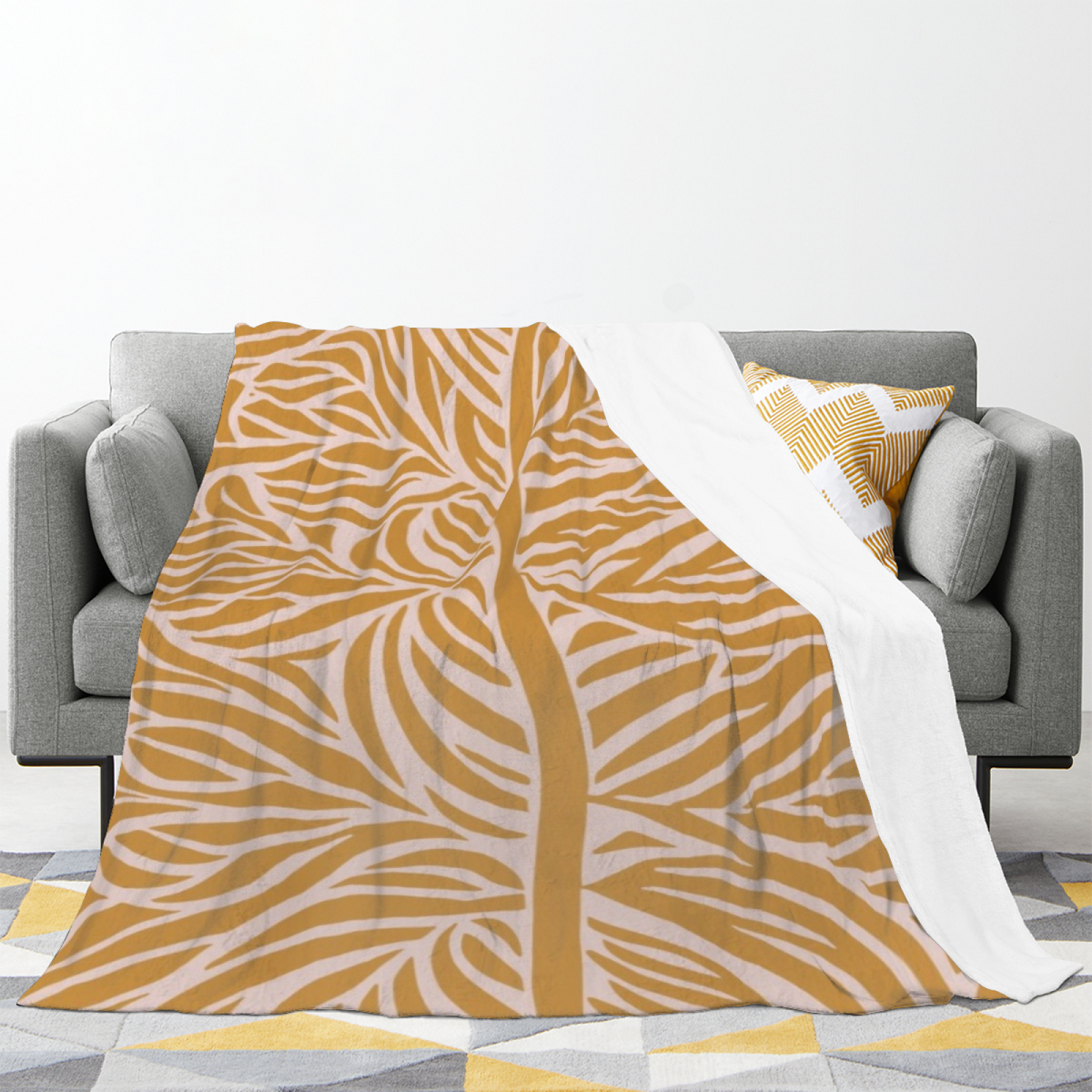 Riverstone Ripple Muted Sage Art Flannel Throw Blanket