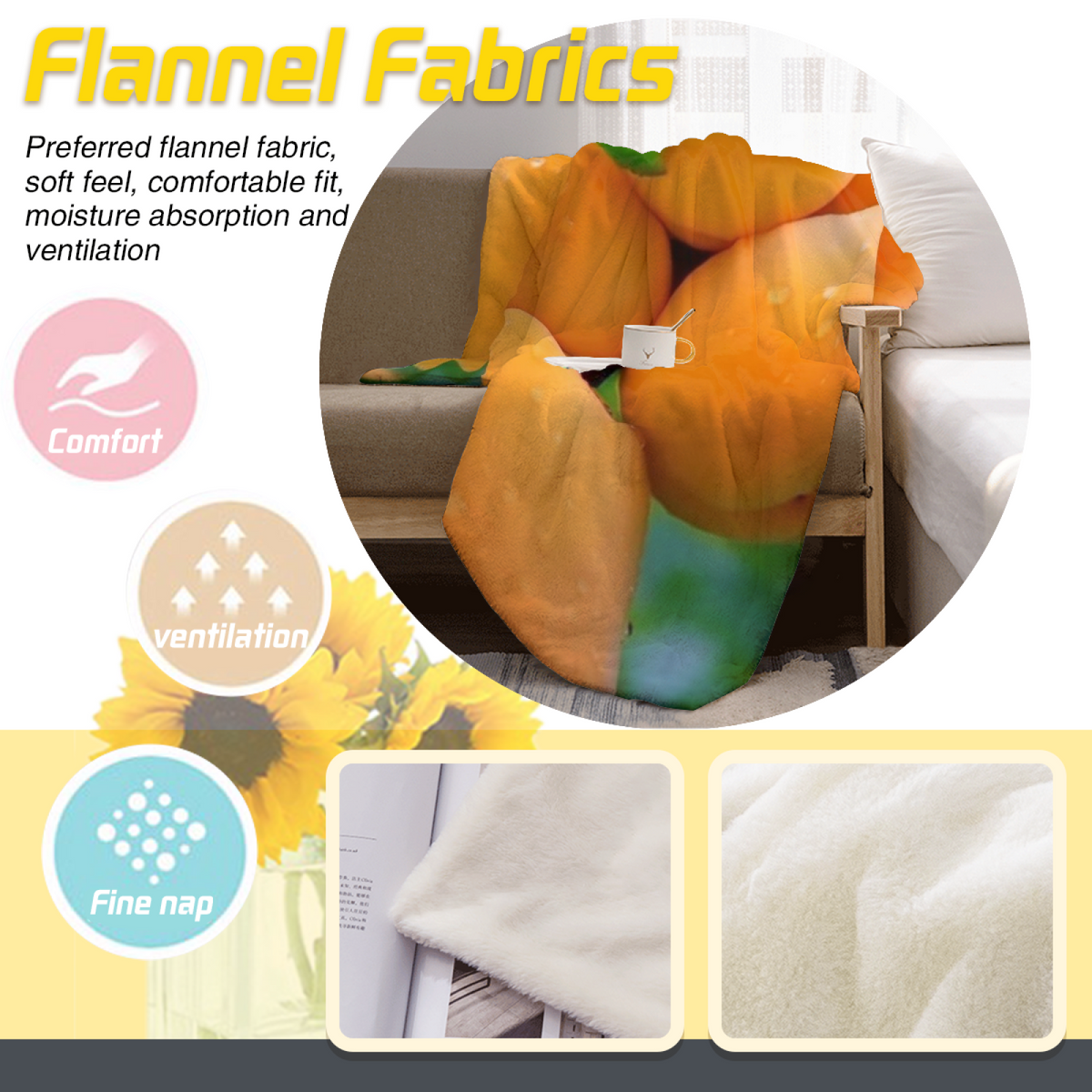 Moonbeam Fable Home Accent Soft Flannel Blanket ¨C Rich Multicolor