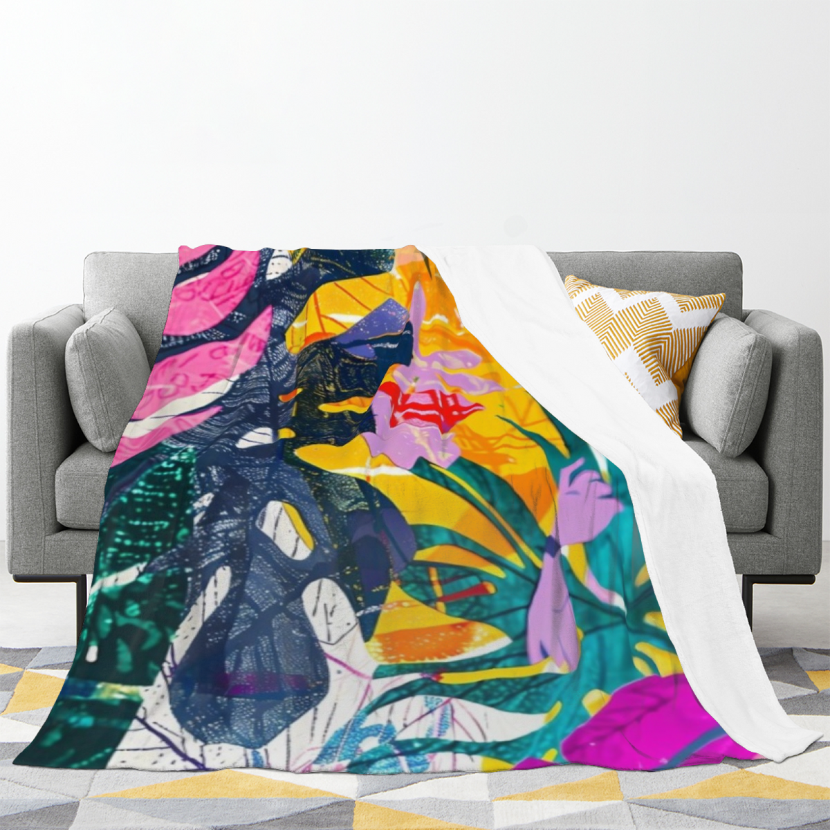 Golden Meadow Soft Neutral Statement Soft Flannel Blanket