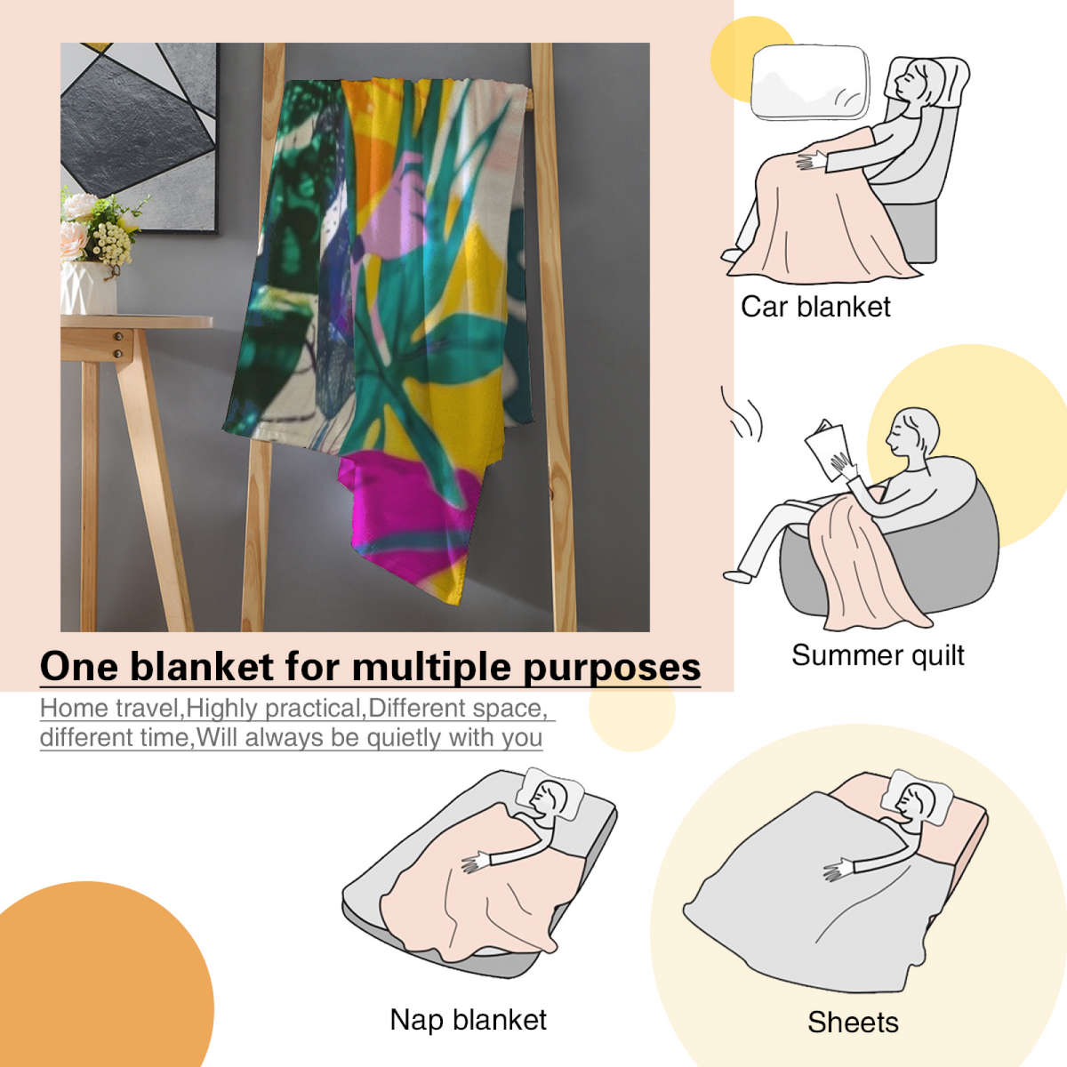 Golden Meadow Soft Neutral Statement Soft Flannel Blanket