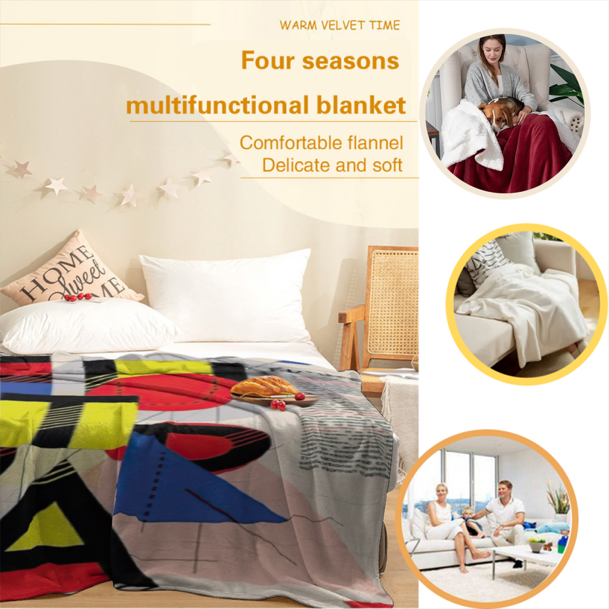 Seaside Sprout Lightweight Flannel Throw in Rich Multicolor