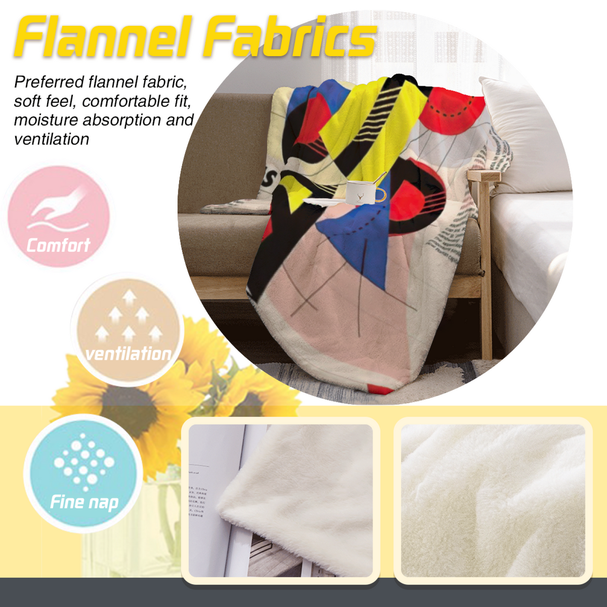 Seaside Sprout Lightweight Flannel Throw in Rich Multicolor