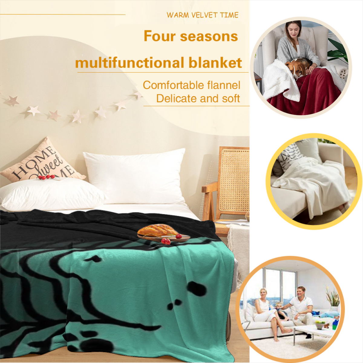 Festival & Carnival Playful Graphic Plush Flannel Throw