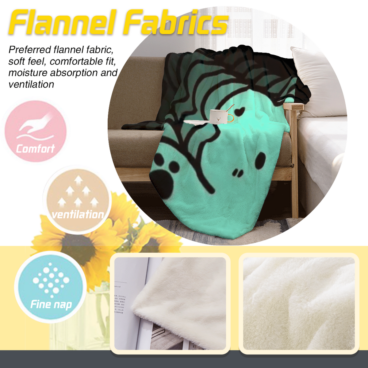 Festival & Carnival Playful Graphic Plush Flannel Throw