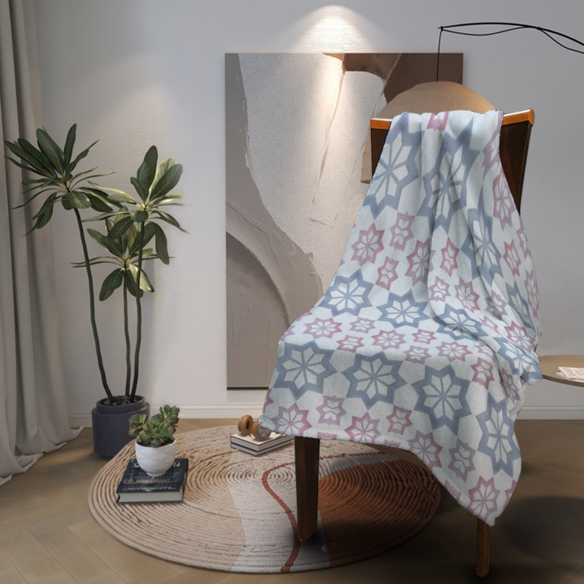 Flannel Throw Blanket with Breezy Petal Cozy Cottage Artwork