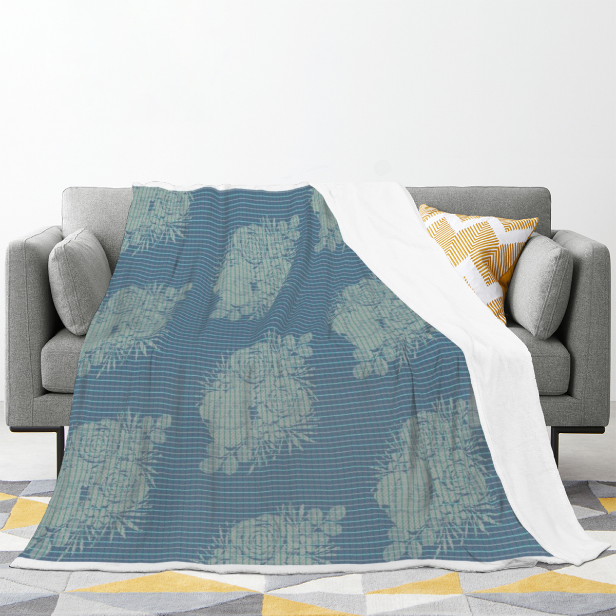 Copper Solstice Muted Sage Art Flannel Throw Blanket