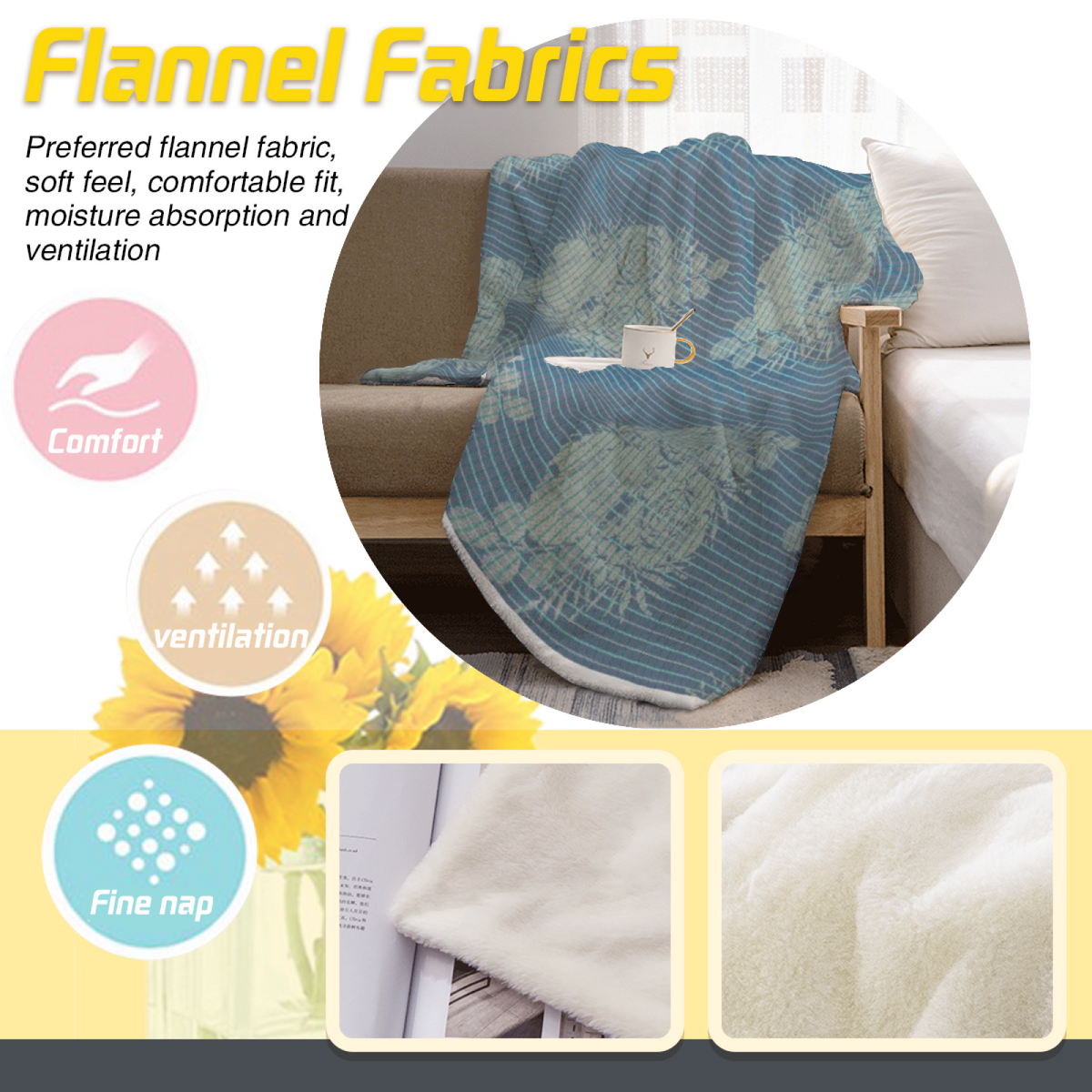 Copper Solstice Muted Sage Art Flannel Throw Blanket