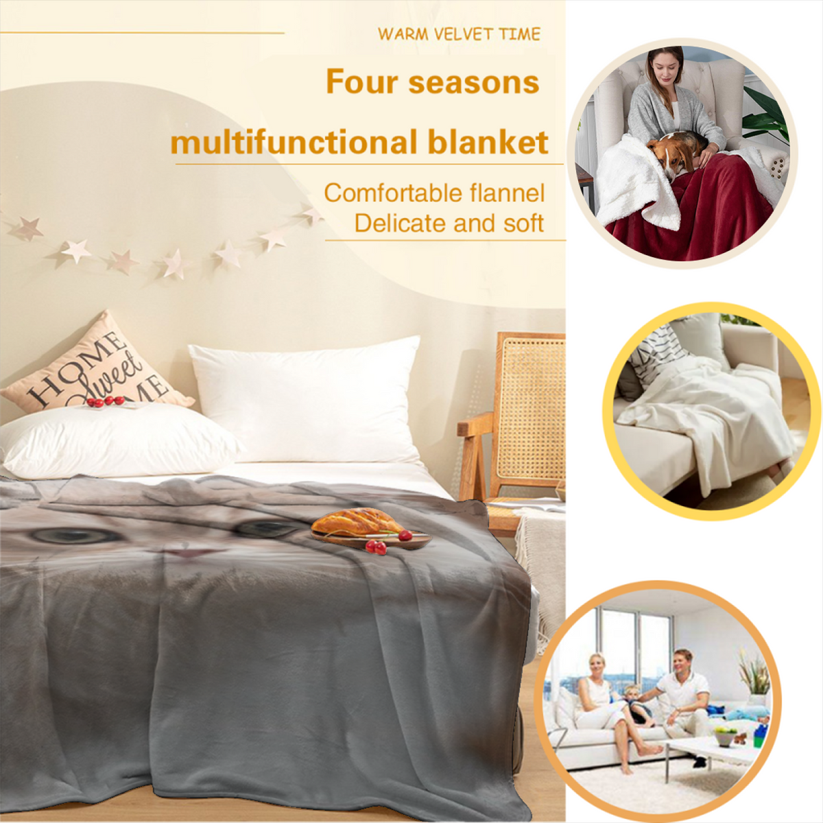 Frosted Jubilee Home Accent Lightweight Flannel Throw ¨C Soft Neutral