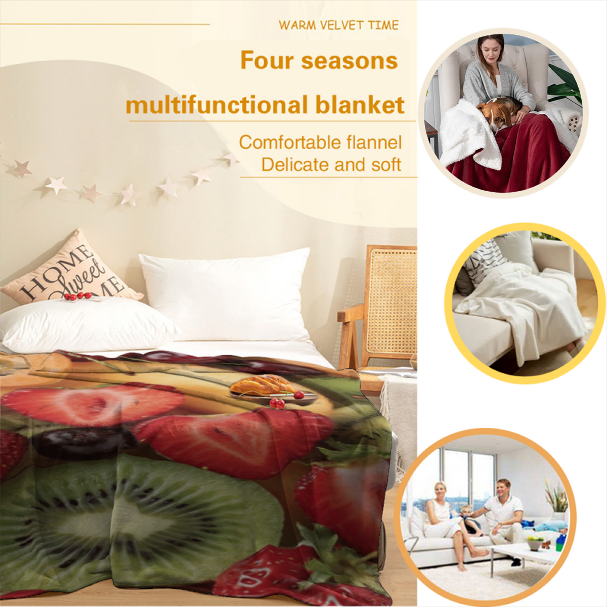Serene Hearth Inspired Cozy Flannel Bed Blanket ¨C Rich Multicolor Palette