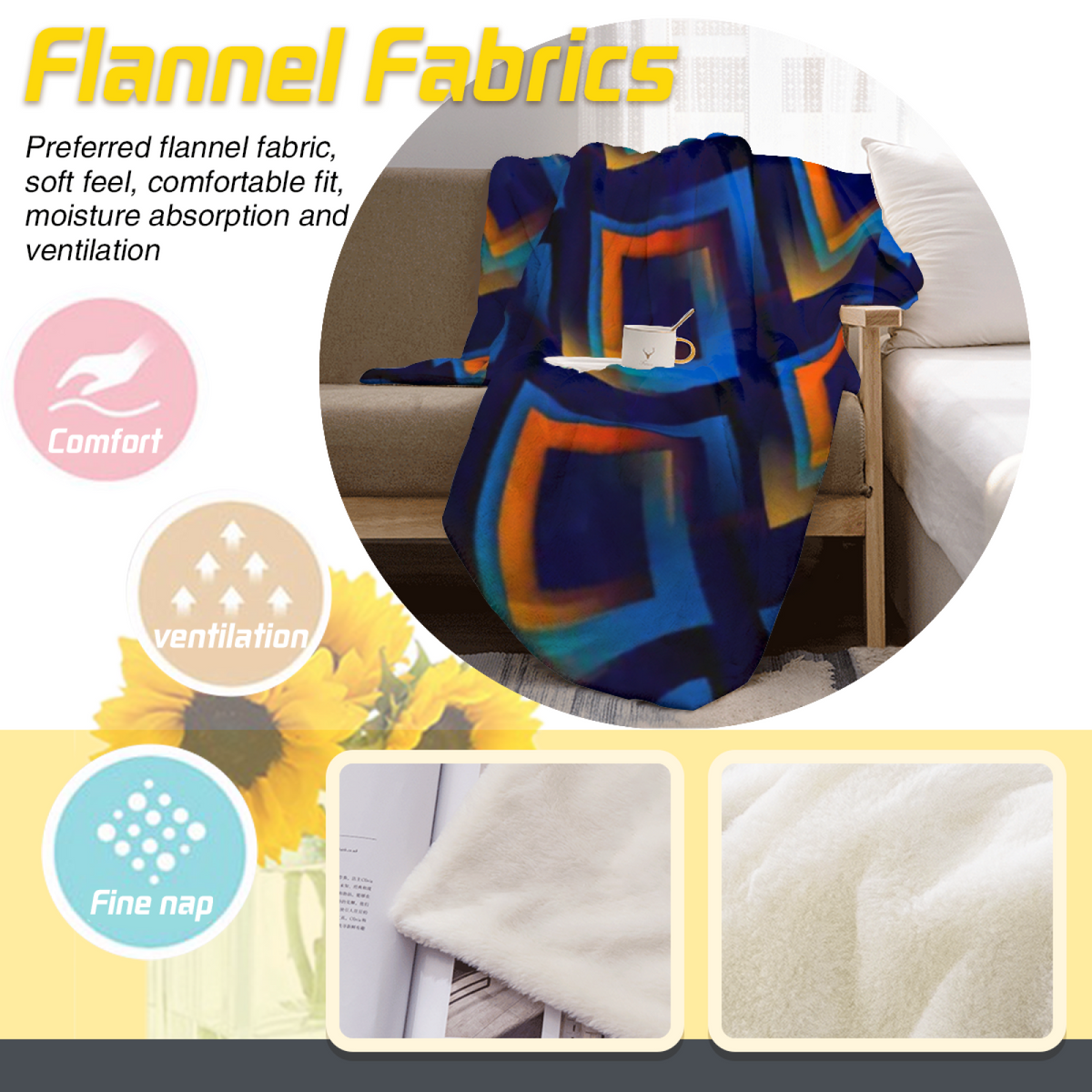 Orchard Fern Muted Sage Art Decorative Flannel Blanket