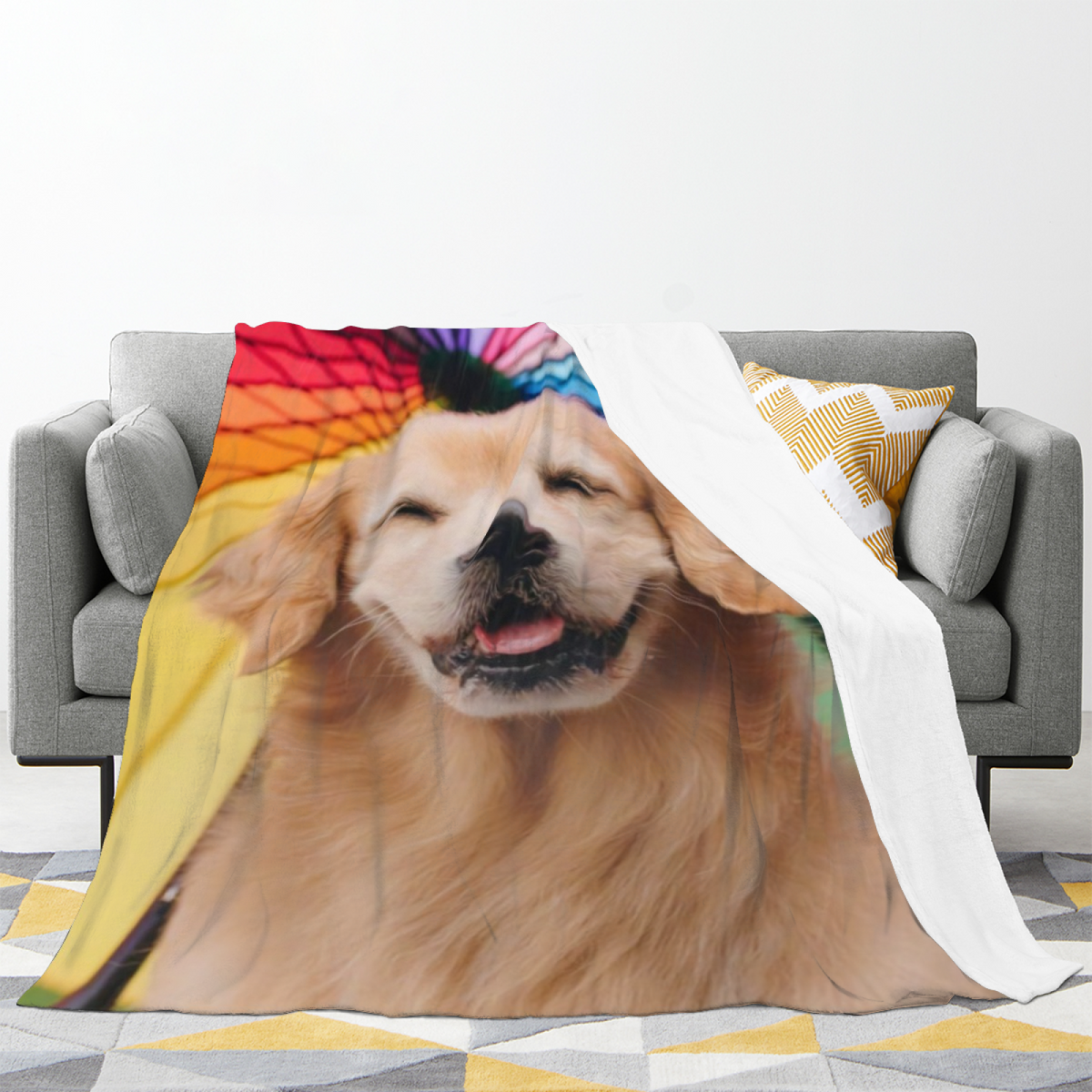 Prairie Valley Pastel Multicolor Modern Art Flannel Throw Blanket