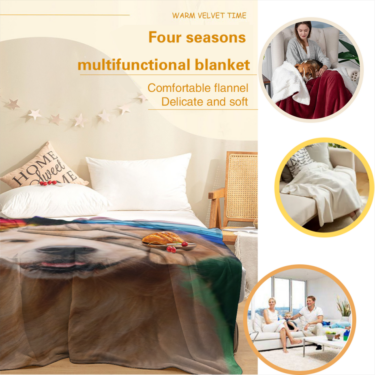 Prairie Valley Pastel Multicolor Modern Art Flannel Throw Blanket