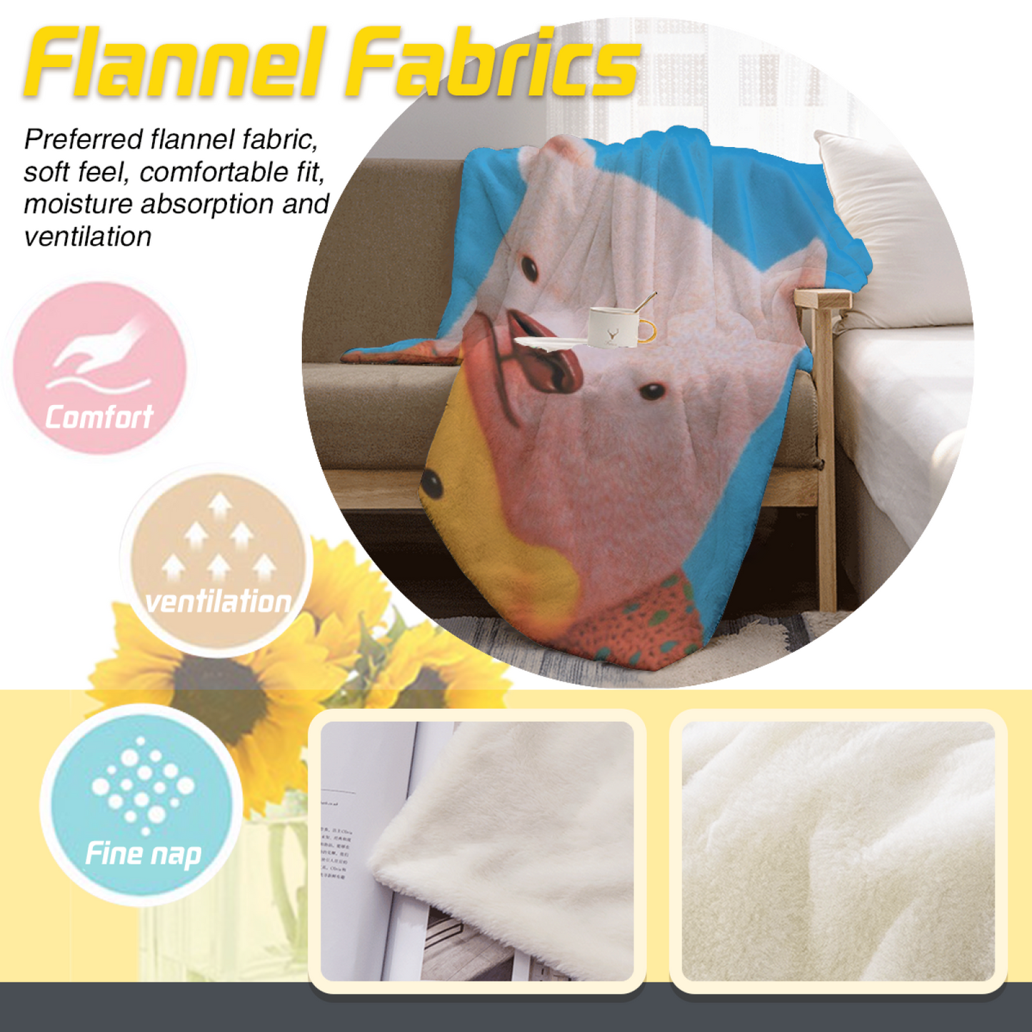 Cute Teddy Bear Flannel Throw Blanket ¨C Blue Background Adorable Animal Design