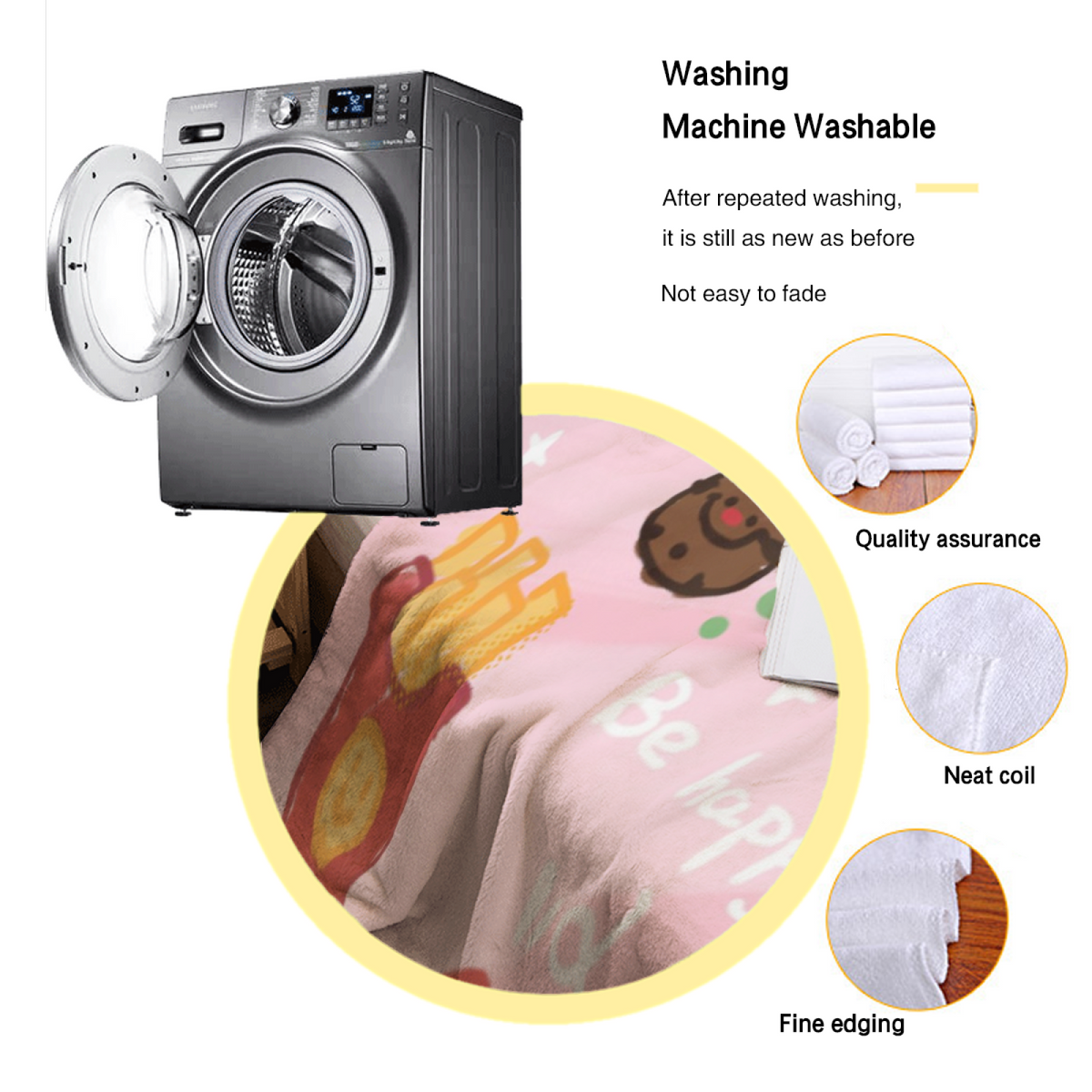 Pink Snack Time Kawaii Plush Flannel Throw