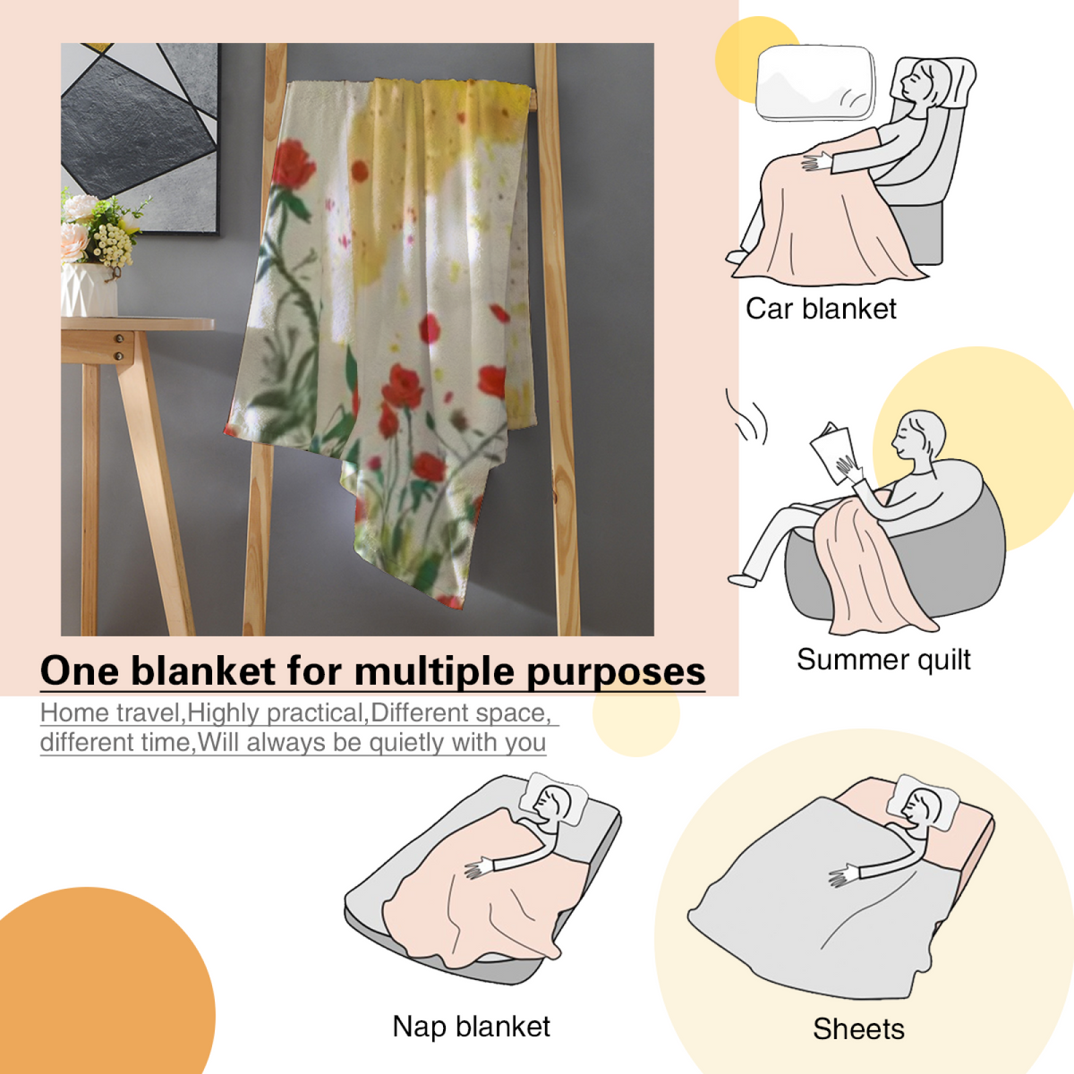 Pastel Multicolor Whimsical Decor All-Season Flannel Blanket ¨C Dewdrop Thicket Edition