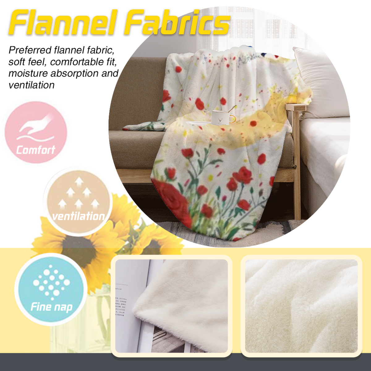 Pastel Multicolor Whimsical Decor All-Season Flannel Blanket ¨C Dewdrop Thicket Edition