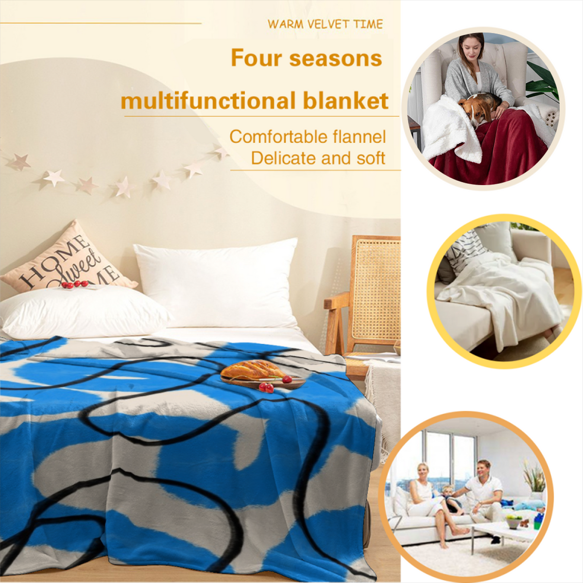 Aurora & Cove Playful Graphic All-Season Flannel Blanket