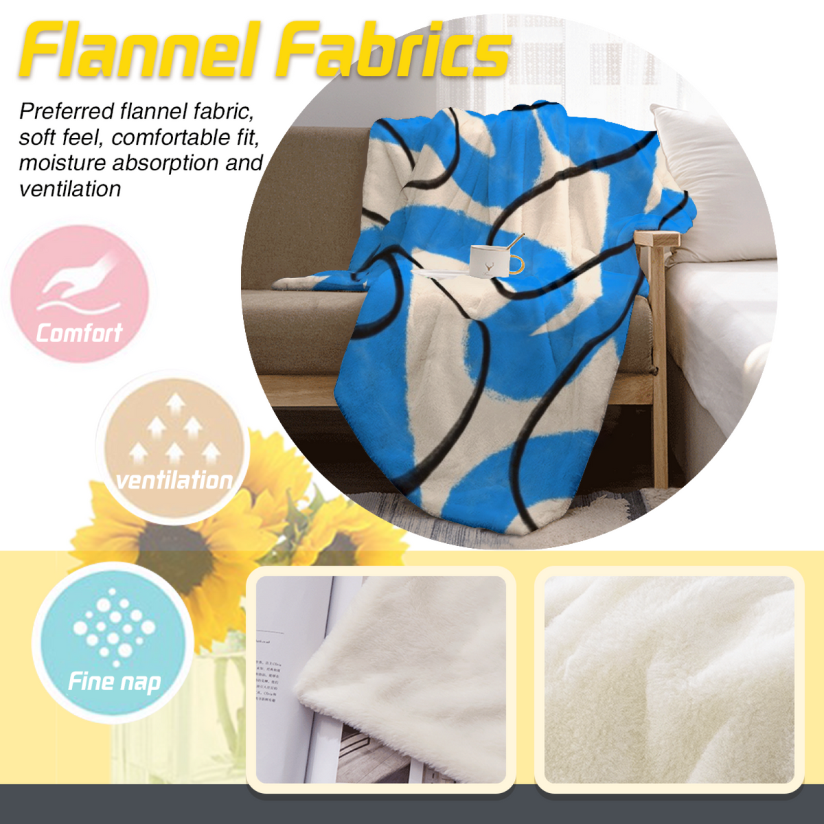 Aurora & Cove Playful Graphic All-Season Flannel Blanket