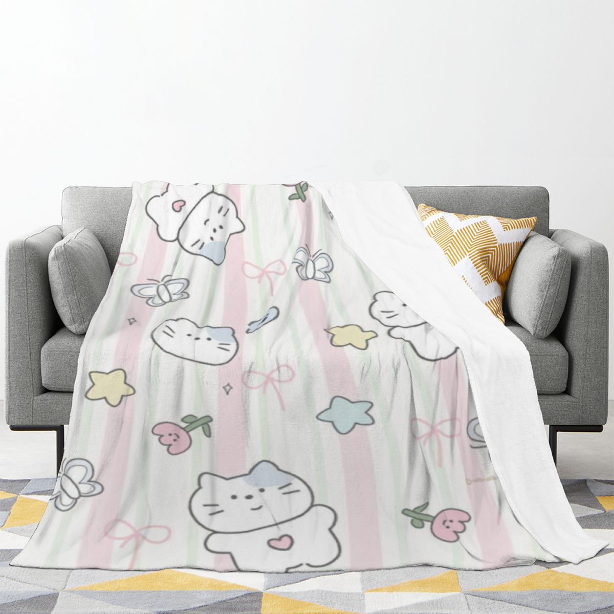 Soft Minimalist Plush Flannel Throw ¨C Dewdrop Daydream Collection