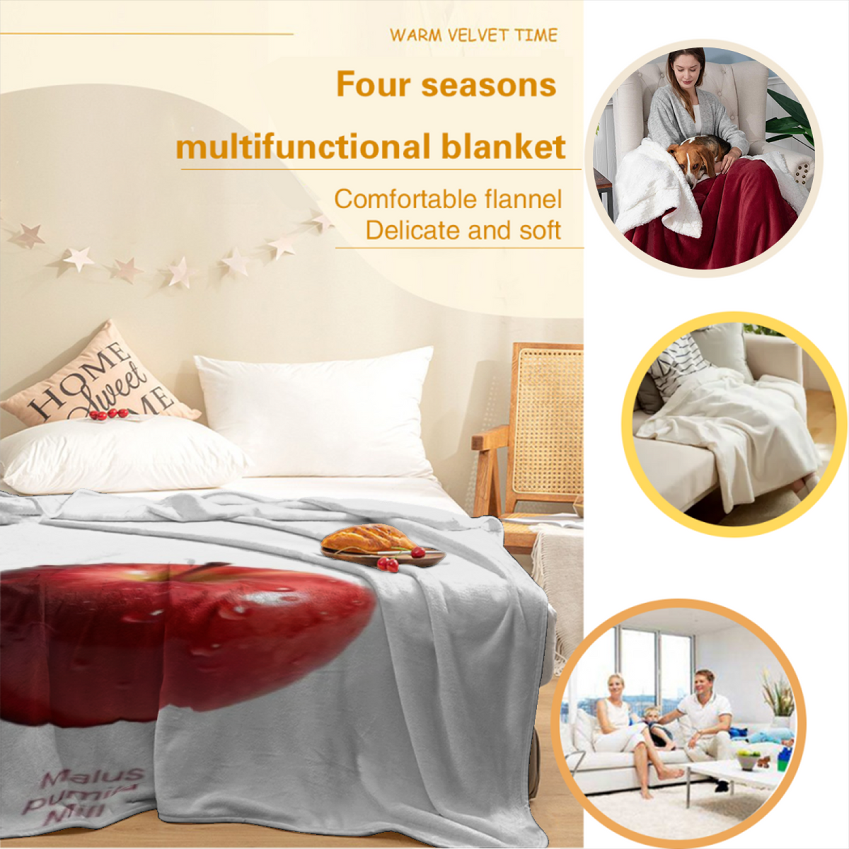 Pastel Multicolor Whimsical Decor All-Season Flannel Blanket ¨C Lagoon Wander Edition