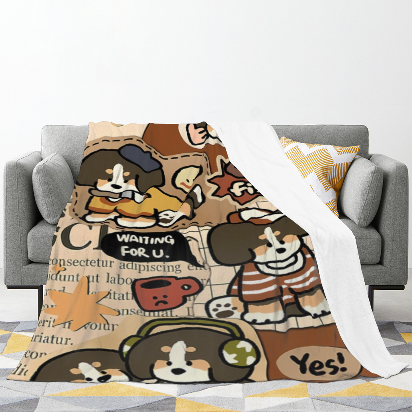 Modern Decorative Throw Blanket ¨C Artistic Colorful Printed Cozy Home Blanket