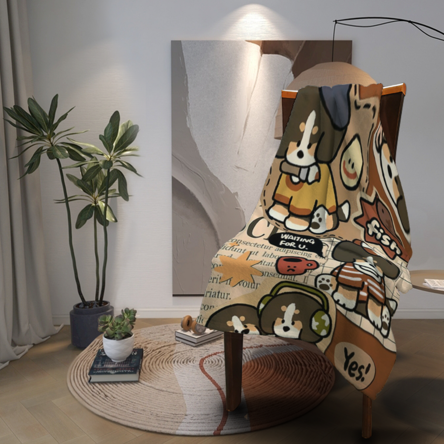 Modern Decorative Throw Blanket ¨C Artistic Colorful Printed Cozy Home Blanket