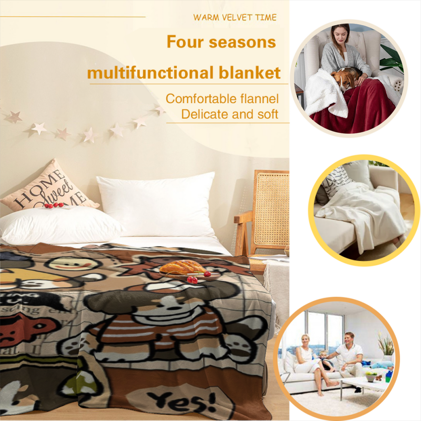 Modern Decorative Throw Blanket ¨C Artistic Colorful Printed Cozy Home Blanket