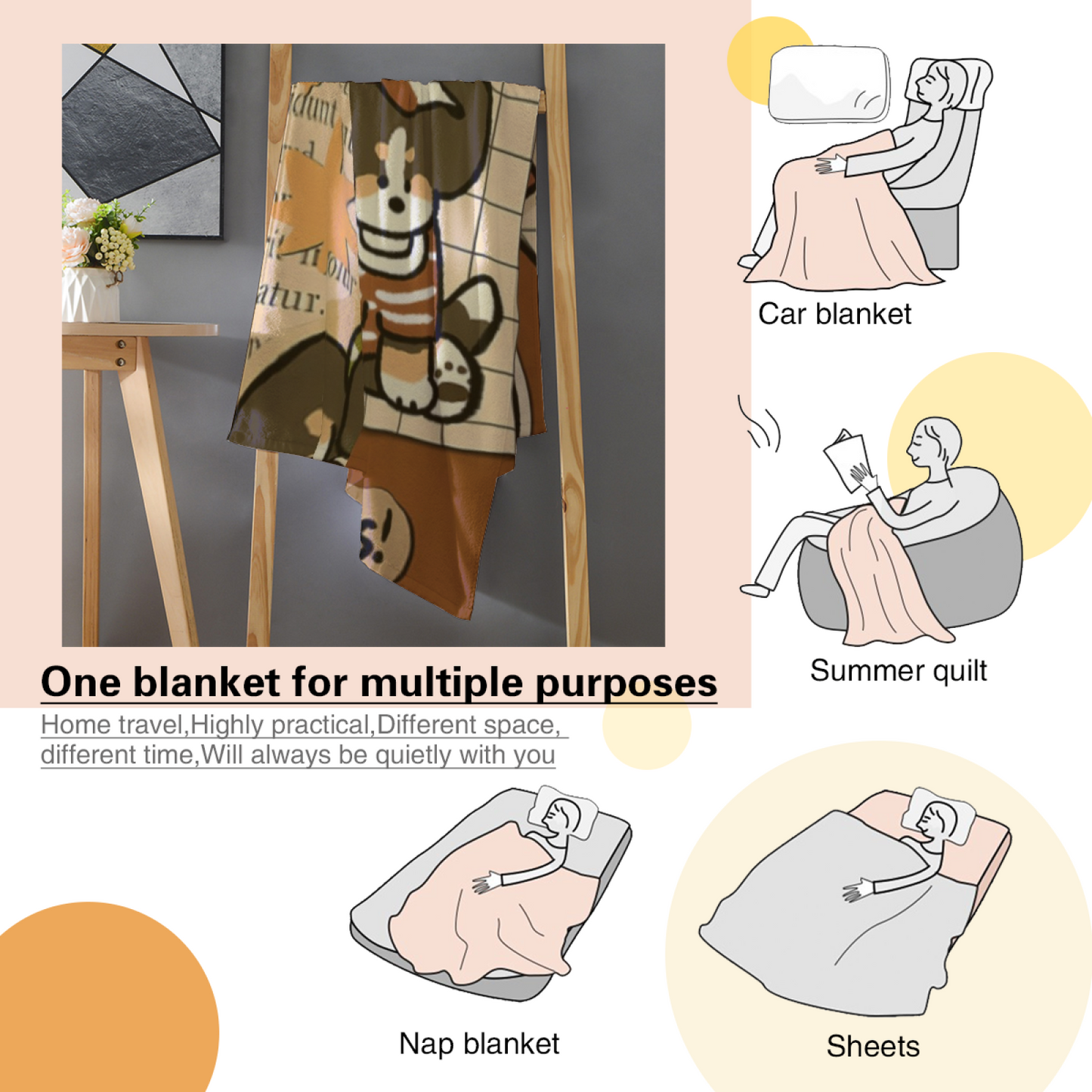 Modern Decorative Throw Blanket ¨C Artistic Colorful Printed Cozy Home Blanket