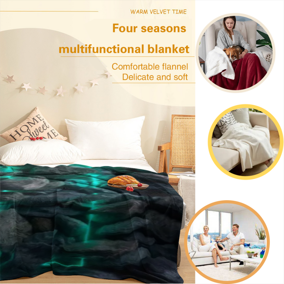 Celestial & Arbor Playful Graphic Plush Flannel Throw