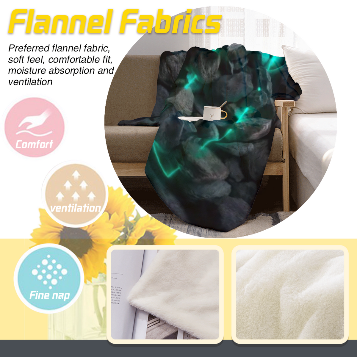 Celestial & Arbor Playful Graphic Plush Flannel Throw