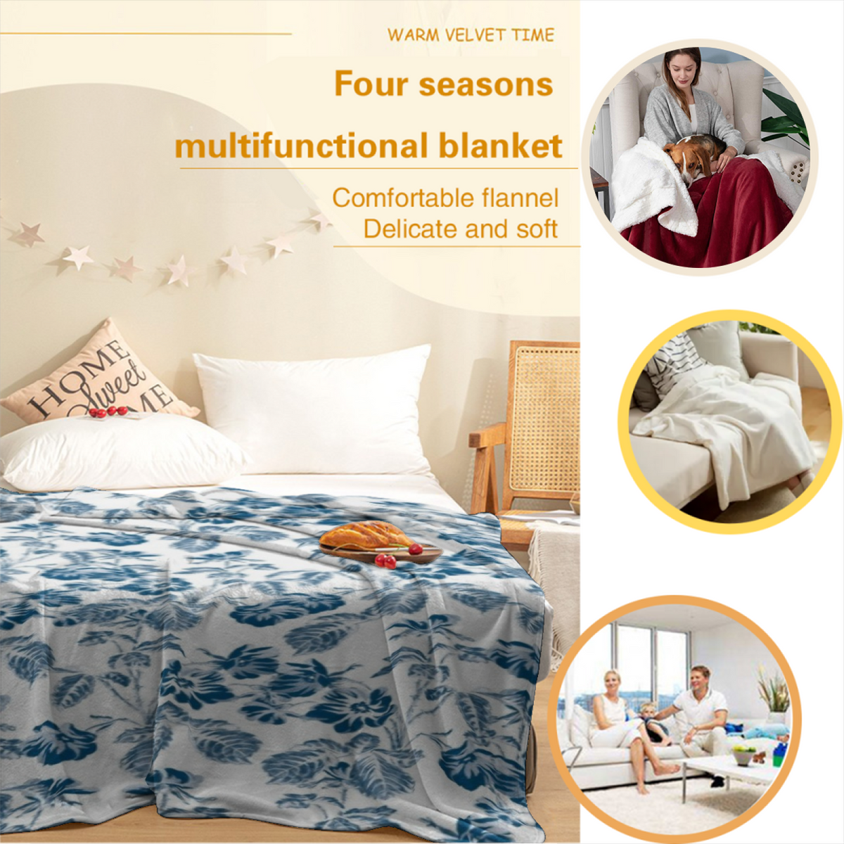 Soft Minimalist Plush Flannel Throw ¨C Mossy Fable Collection