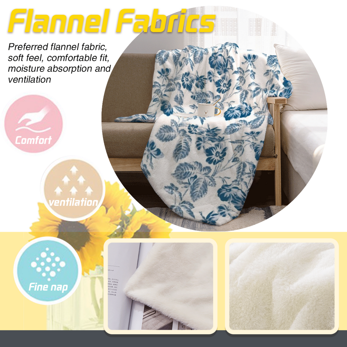 Soft Minimalist Plush Flannel Throw ¨C Mossy Fable Collection