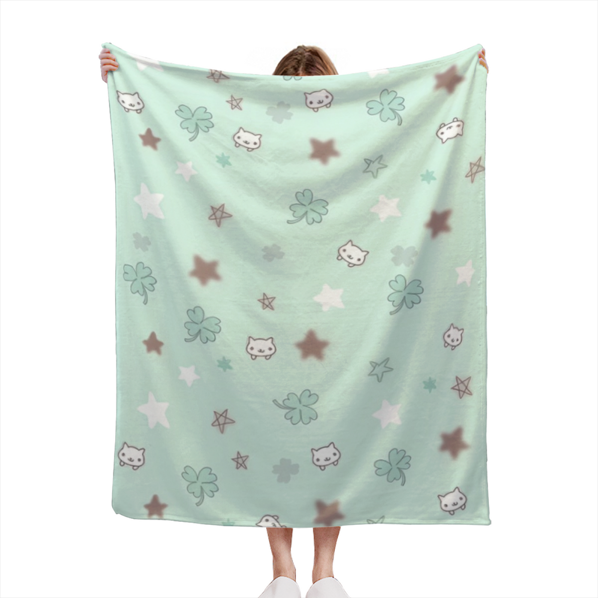 Misty Petal Creamy Ivory Art Flannel Throw Blanket