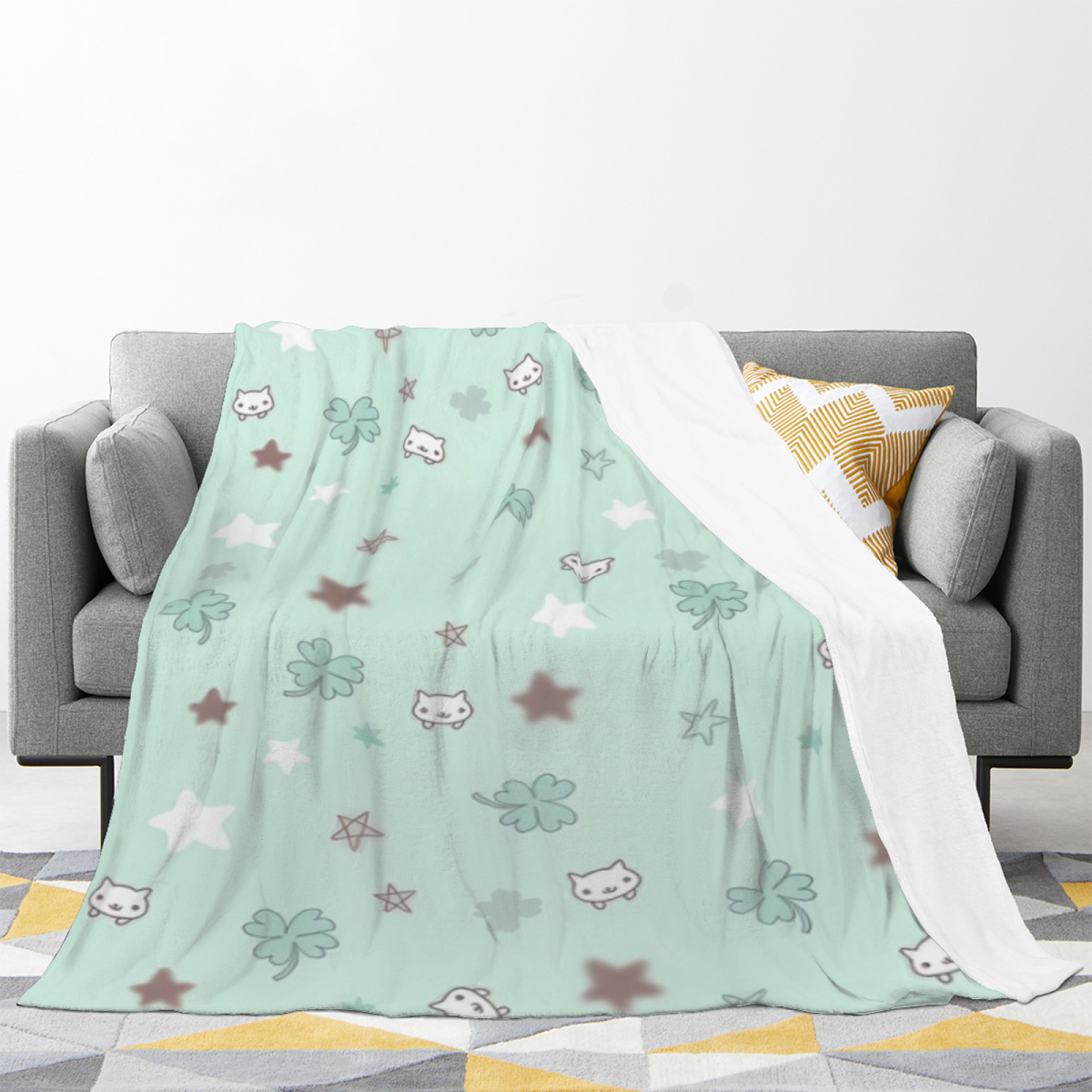 Misty Petal Creamy Ivory Art Flannel Throw Blanket