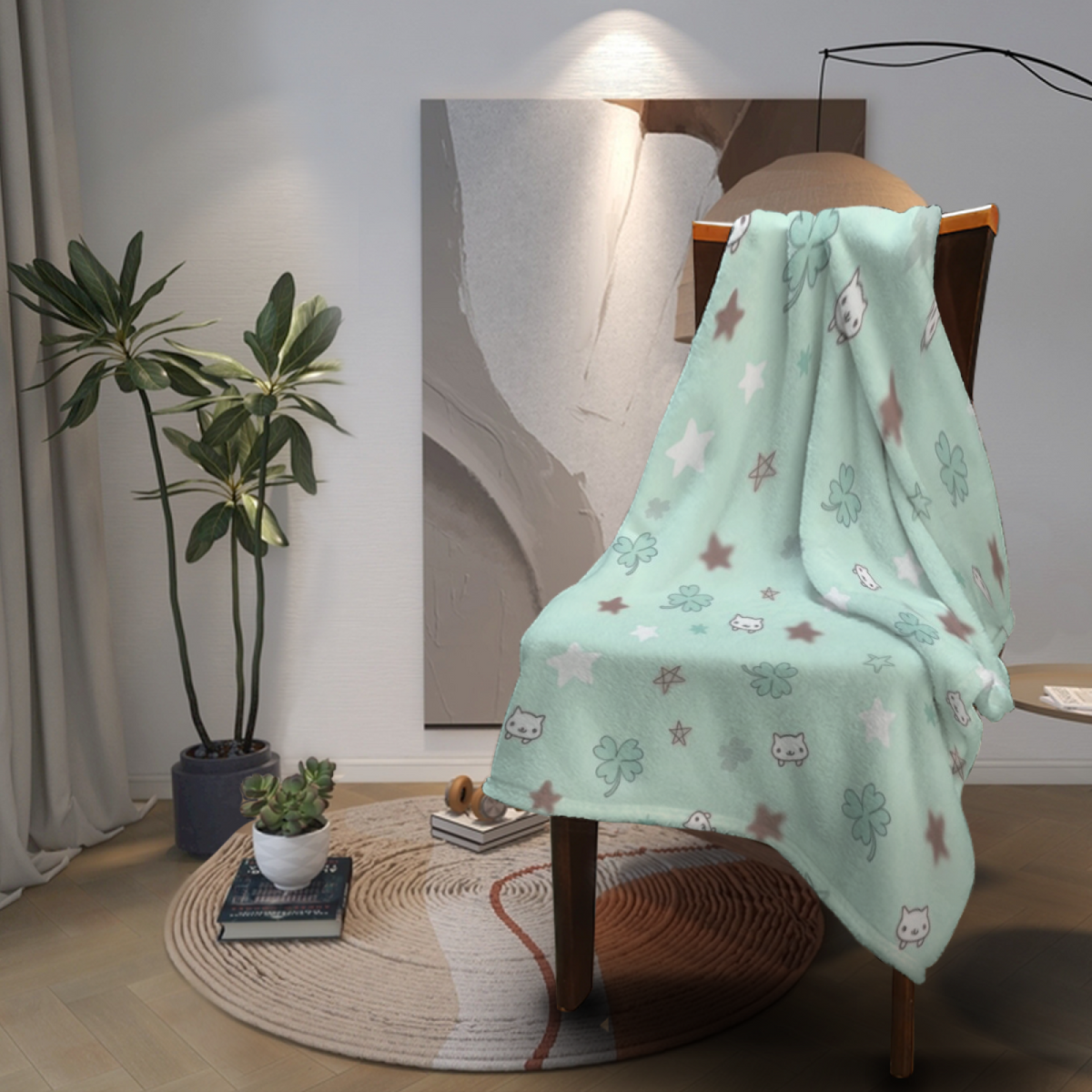 Misty Petal Creamy Ivory Art Flannel Throw Blanket