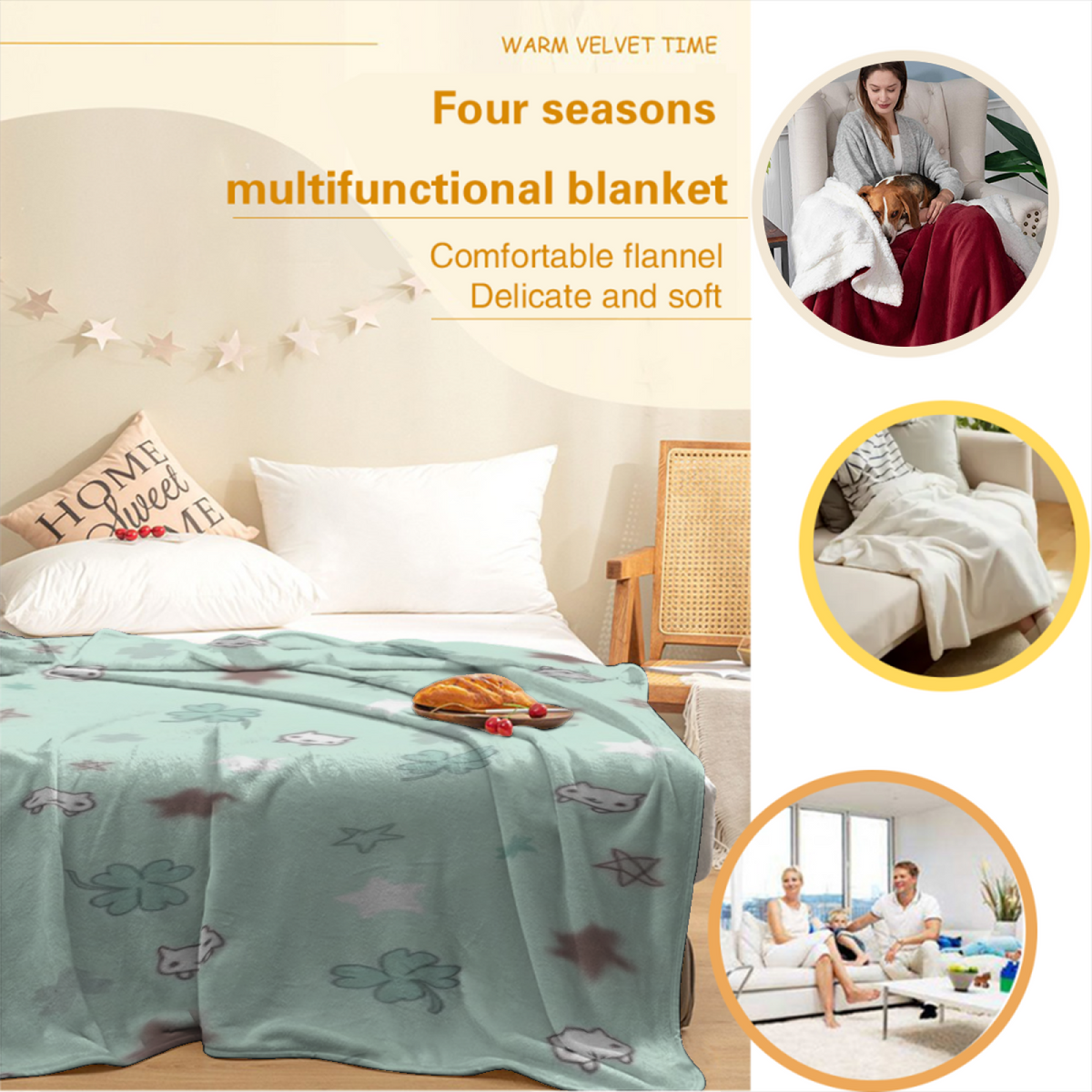 Misty Petal Creamy Ivory Art Flannel Throw Blanket