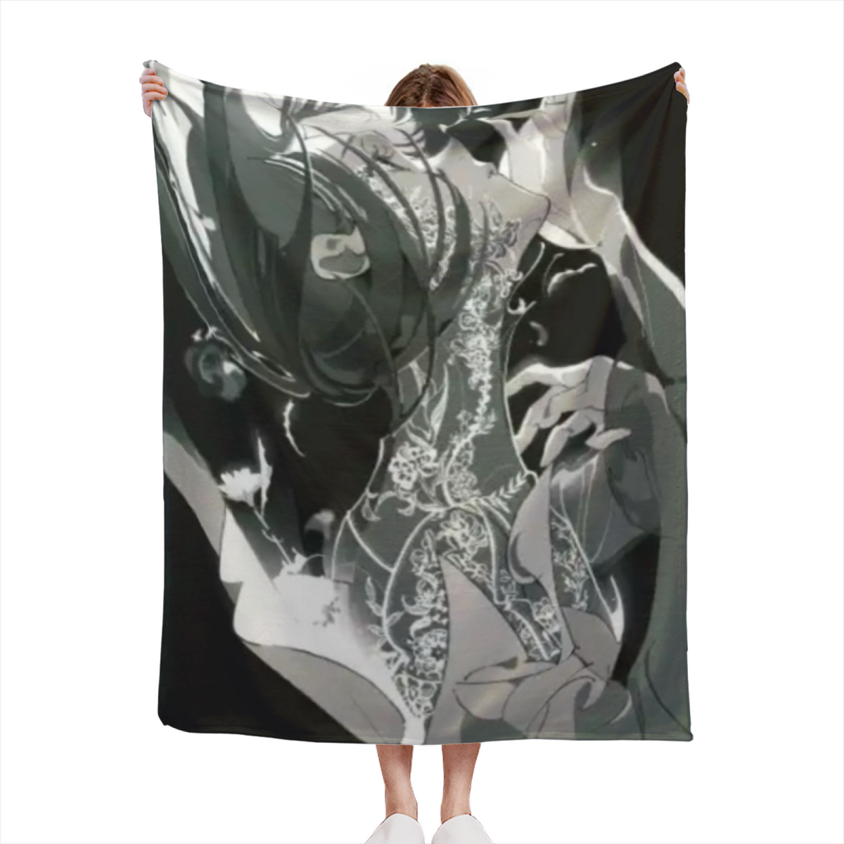 Enchanted & Nectar Playful Graphic Plush Flannel Throw