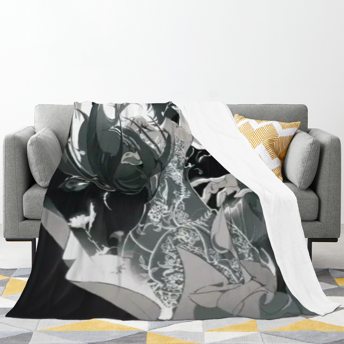 Enchanted & Nectar Playful Graphic Plush Flannel Throw