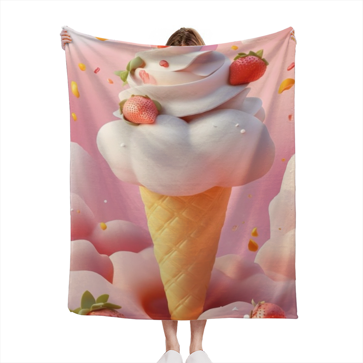 Retro Spaceman Pattern Lightweight Flannel Throw