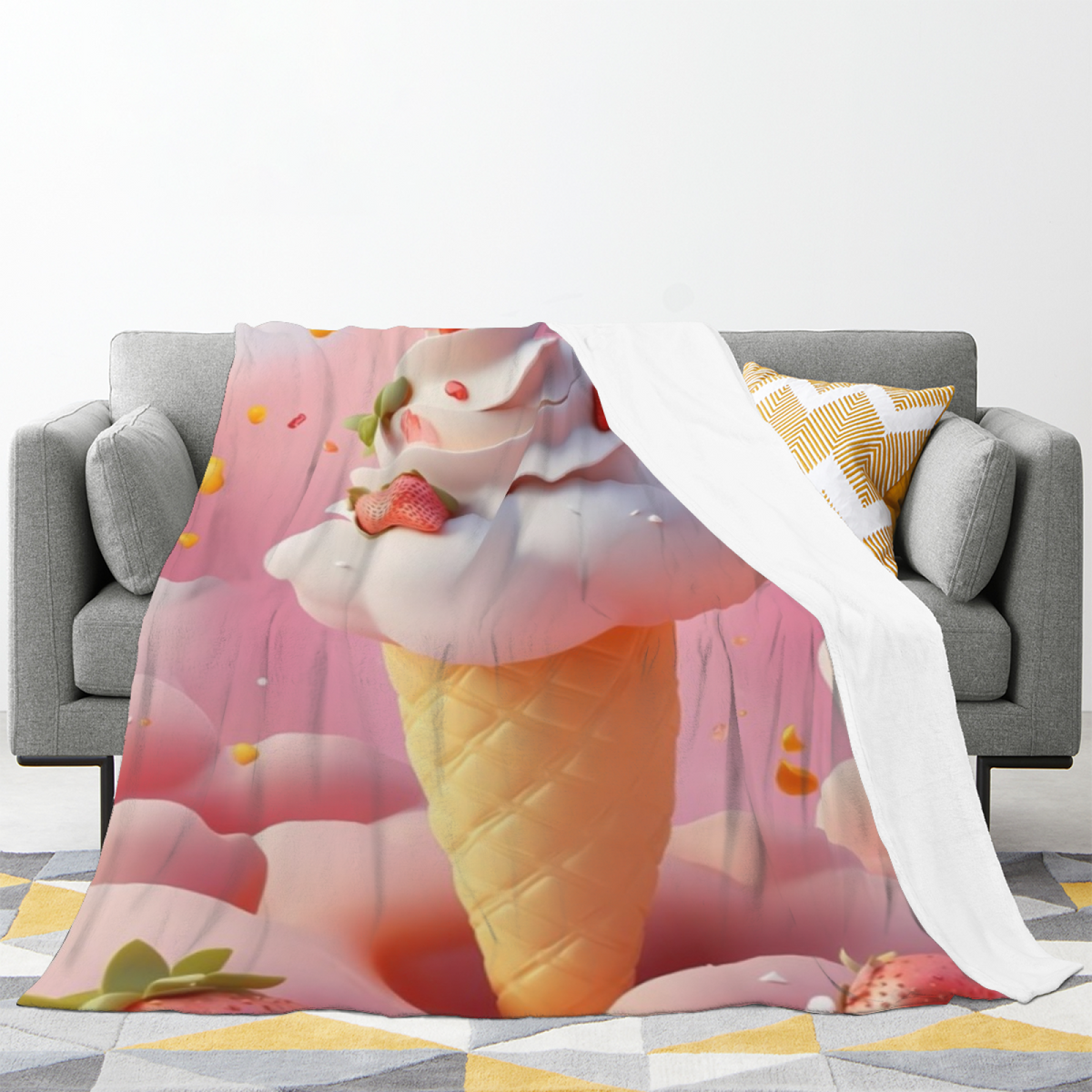 Retro Spaceman Pattern Lightweight Flannel Throw