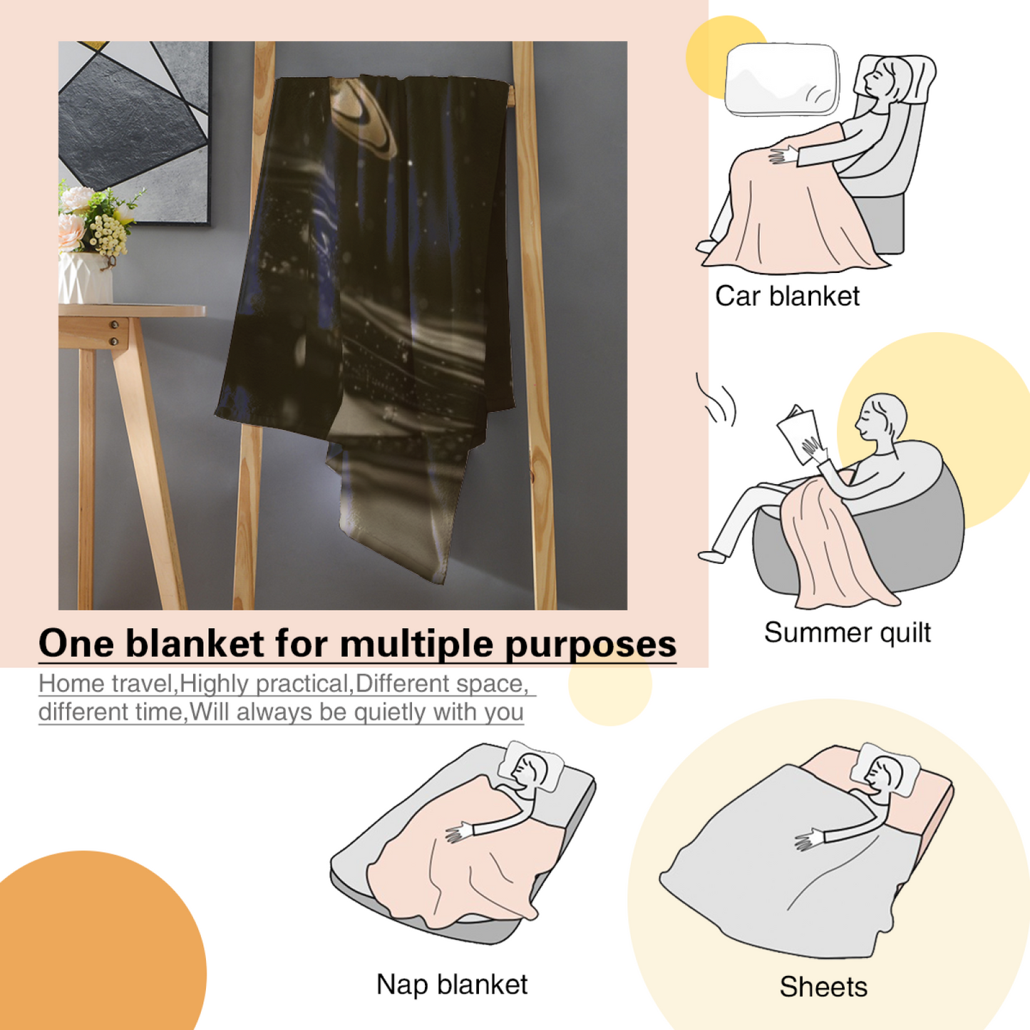 Artistic Abstract Throw Blanket ¨C Contemporary Printed Cozy Home Blanket