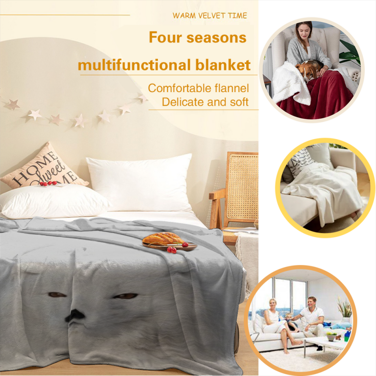 Pastel Multicolor Whimsical Decor Plush Flannel Throw ¨C Coastal Jubilee Edition