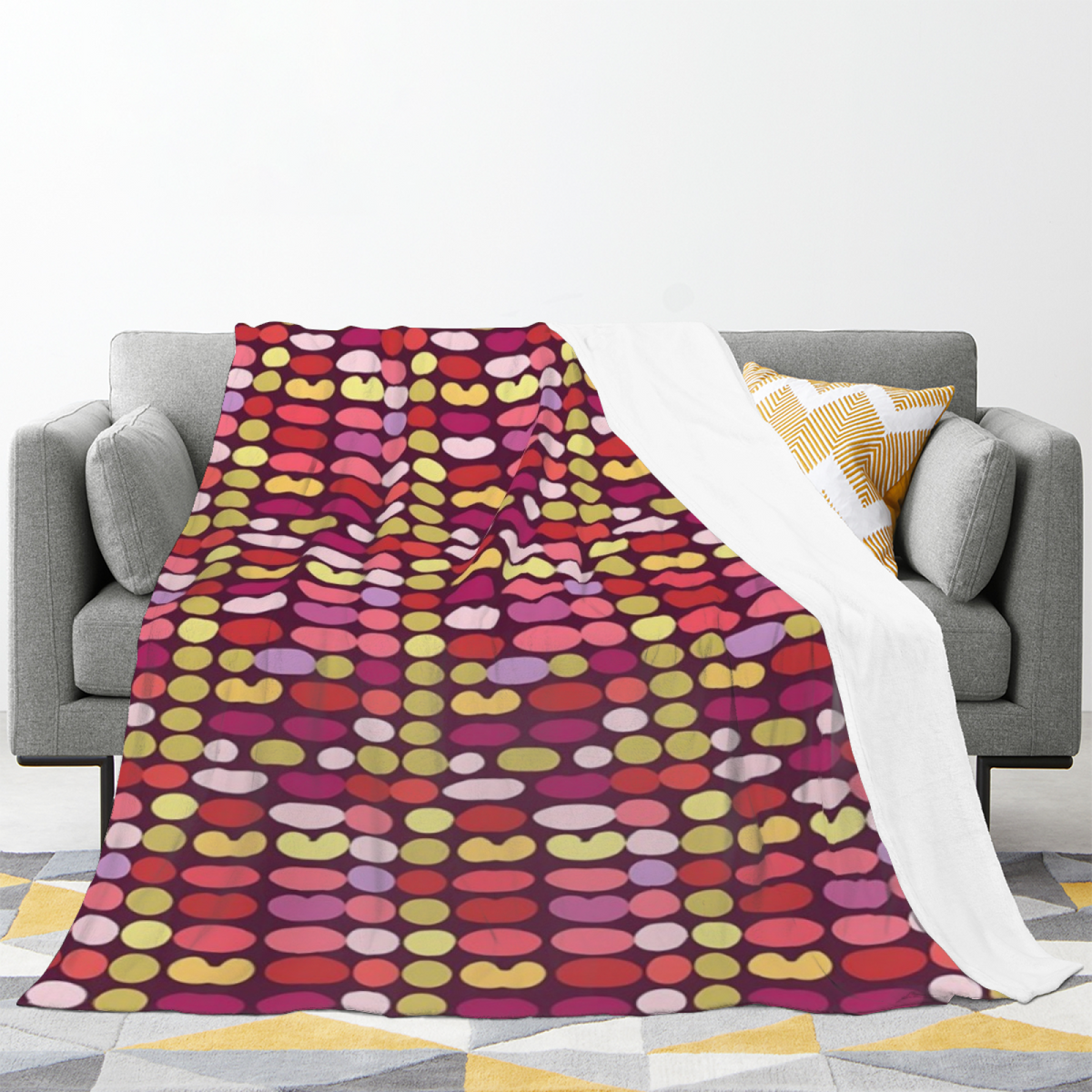 Twilight Petal Expressive Print Flannel Sofa Throw in Dusty Lilac