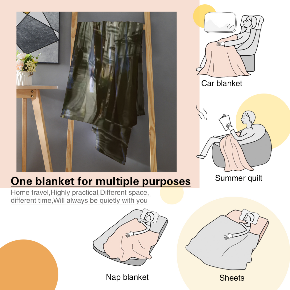 Soft Minimalist All-Season Flannel Blanket ¨C Orchard Blossom Collection