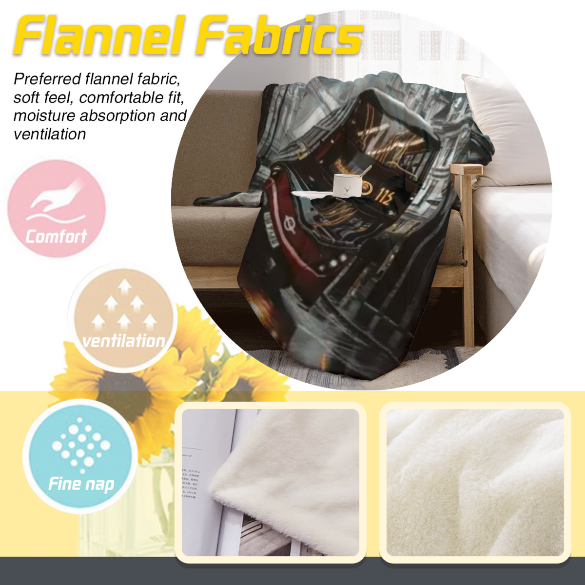Soft Minimalist All-Season Flannel Blanket ¨C Orchard Blossom Collection