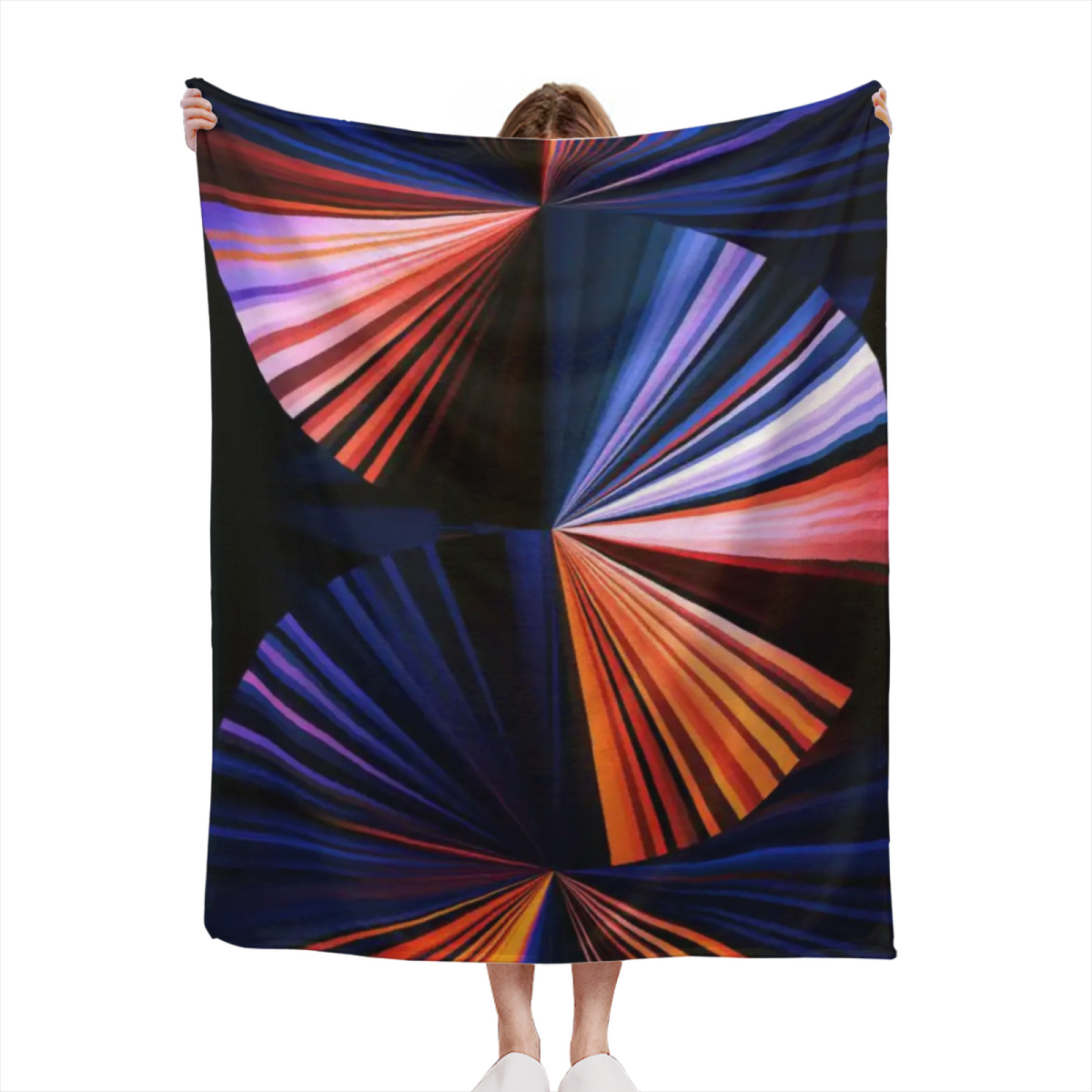 Pastel Multicolor Whimsical Decor Plush Flannel Throw ¨C Tangerine Ripple Edition