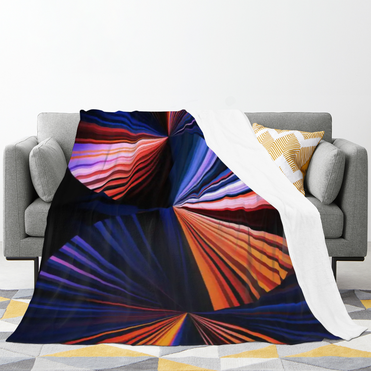 Pastel Multicolor Whimsical Decor Plush Flannel Throw ¨C Tangerine Ripple Edition