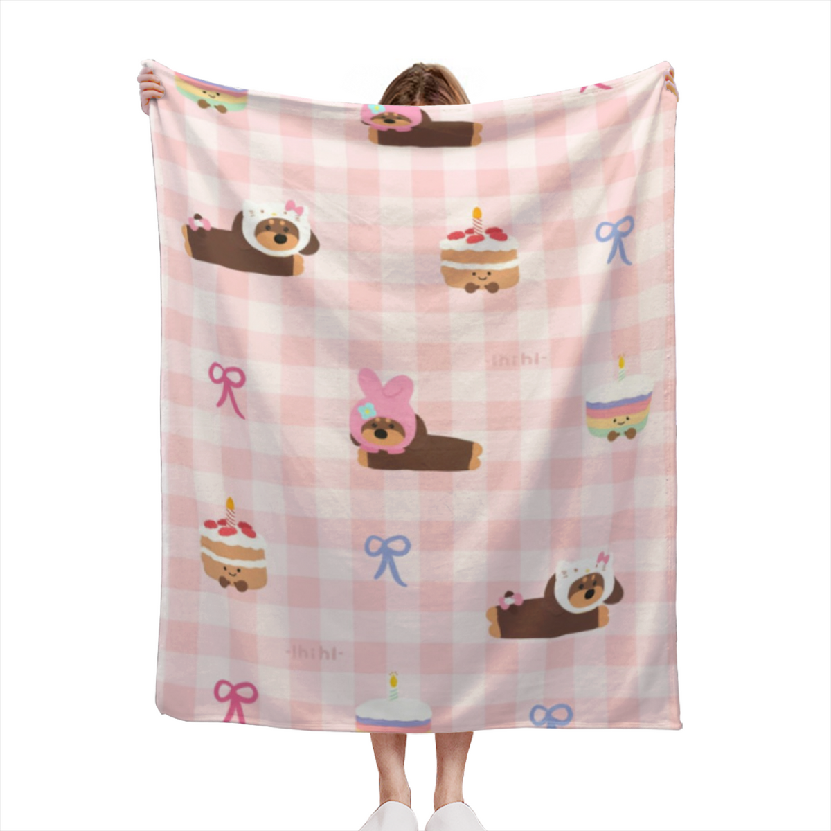 Pastel Sweet Treat Grid Lightweight Flannel Throw